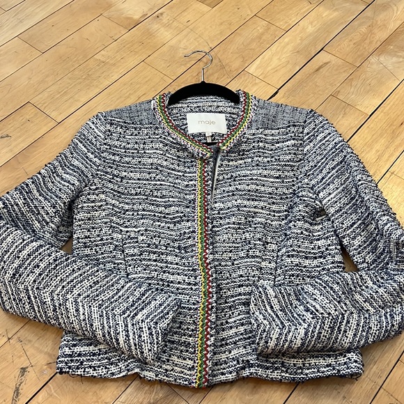 Maje Tweed Embellished Jacket Sz FR 36 - Picture 4 of 16